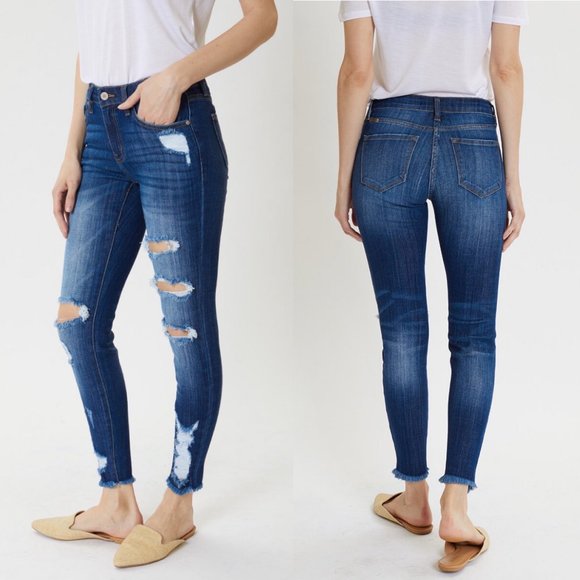 Kancan Destroyed Skinny Jeans Mid Rise KC5056LD - Picture 10 of 12